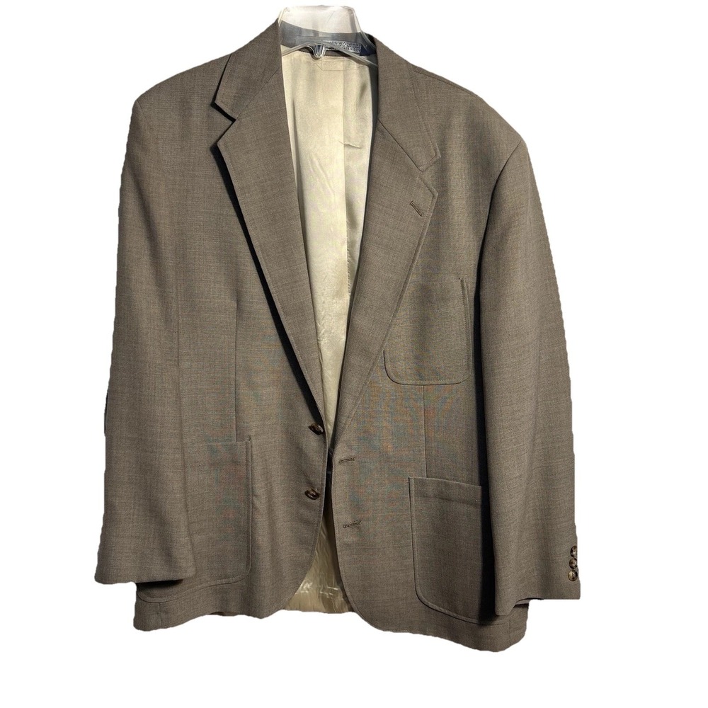 Land's End Men's Sport Coat Blazer Light Brown Sz 44 Regular Wool Blend Pockets - Picture 1 of 7